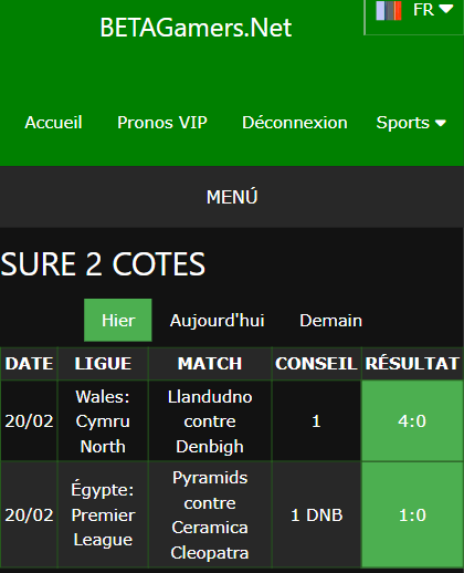 pari VIP gagné ticket